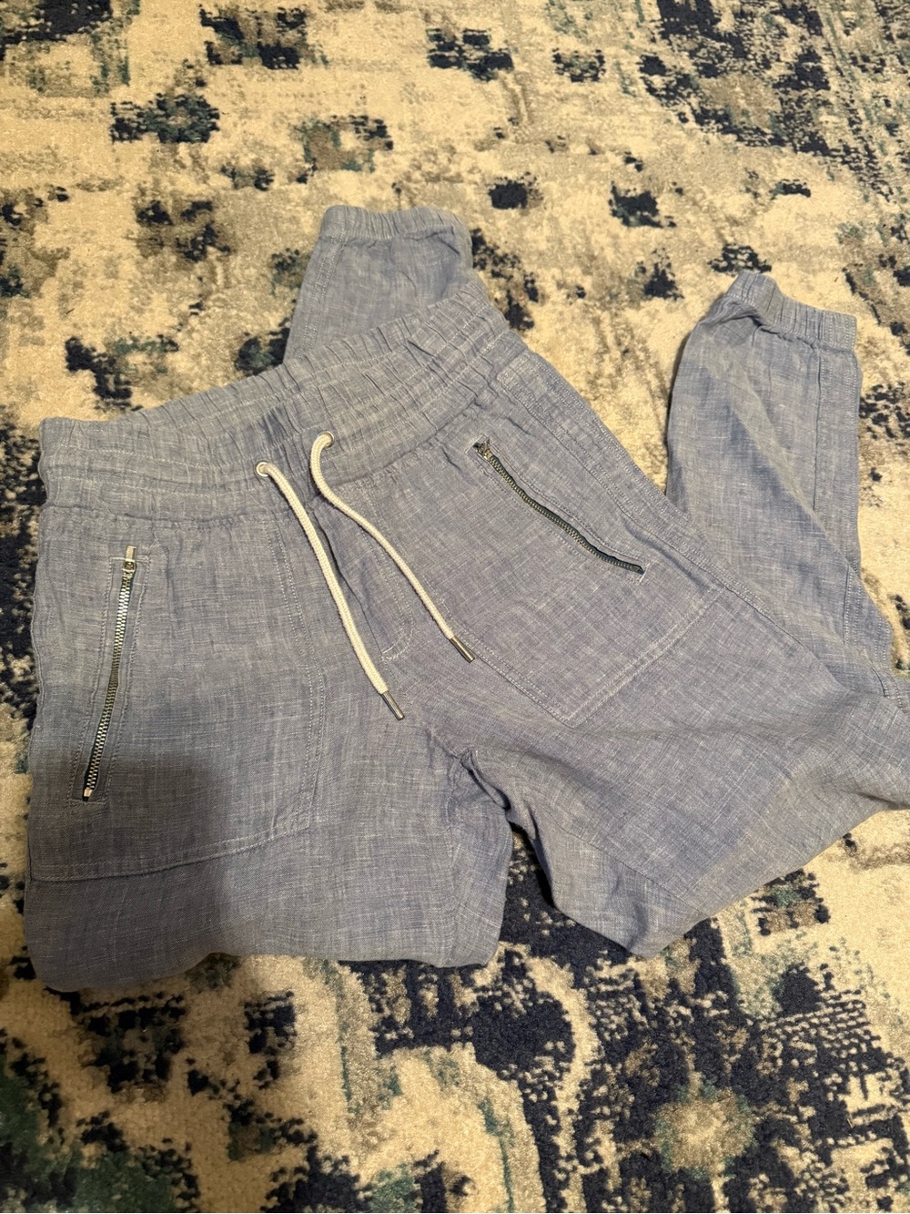 Women’s Pants by Athleta Cabo Jogger -size 0 - 100% Linen- Blue